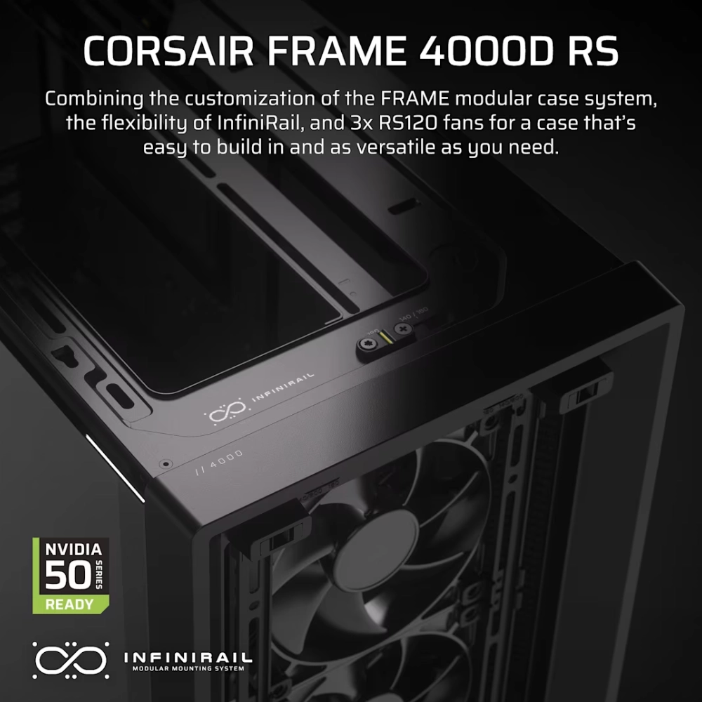 Corsair Cabinet Mid Tower FRAME 4000D RS Modular ARGB Black (CC-9011296-WW) view 2